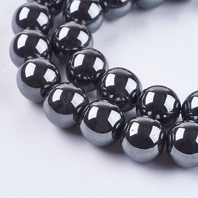 Non-Magnetic Synthetic Hematite Beads Strands G-H1624-12mm-1-1