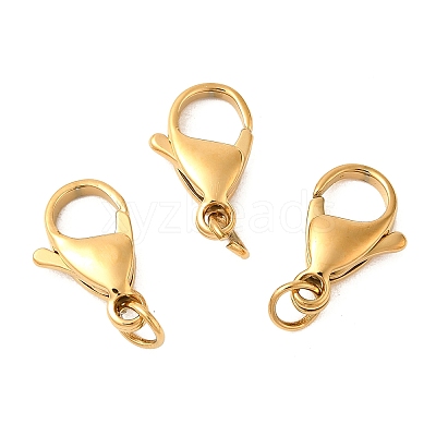 Ion Plating(IP) 304 Stainless Steel Lobster Claw Clasps Hand Polished STAS-AB15-G-02-1