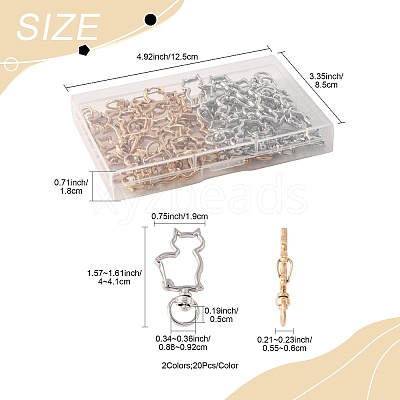 40Pcs 2 Colors Alloy Swivel Snap Hook Clasps FIND-FS0004-73E-1