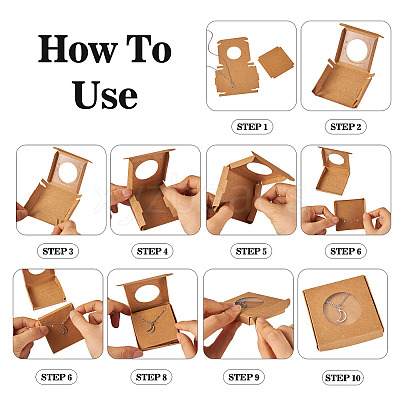 Square Kraft Paper Jewelry Storage Boxes CON-TAC0001-04C-1
