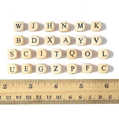 208Pcs 26 Styles Printed Natural Wood Beads WOOD-FS0001-51-1