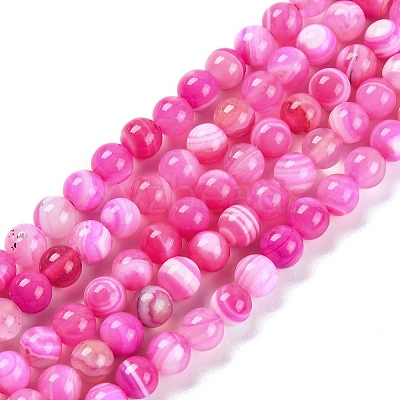 Natural Striped Agate/Banded Agate Beads Strands G-H037-A02-02-1