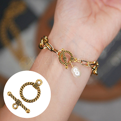 150Pcs Tibetan Style Alloy Toggle Clasps FIND-GO0002-99AG-1