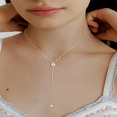 1Pc Stainless Steel Cable Chains Lariat Necklace NJEW-LP0004-29G-1