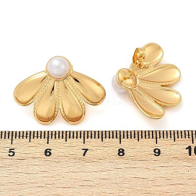 304 Stainless Steel ABS Plastic Pearl Stud Earrings STAS-D368-01D-G-1