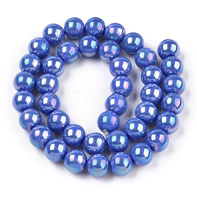 Electroplate Opaque Glass Beads Strands GLAA-T032-P10mm-AB11-1