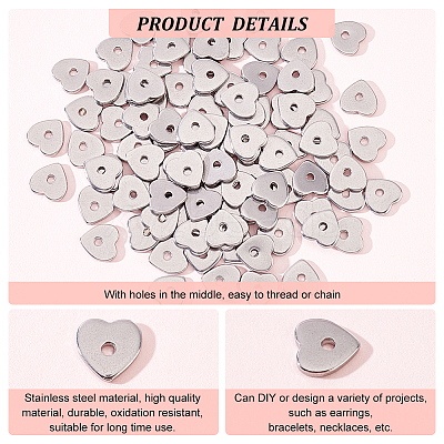 120Pcs 304 Stainless Steel Beads STAS-DC0011-40-1