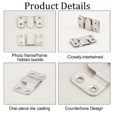 201 Stainless Steel Picture Hangers FIND-WH0040-06-1