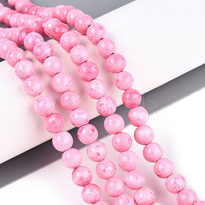 Dyed Synthetic Fossil Beads Strands G-T139-6mm-66C-1