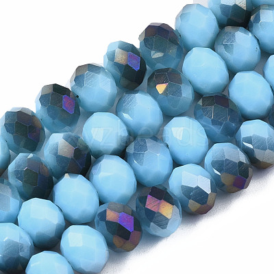 Electroplate Opaque Glass Beads Strands EGLA-A034-P8mm-F19-1-1