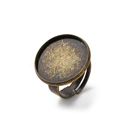 Brass Adjustable Ring Blank Base Cabochon Setting Components X-KK-O003-05AB-NF-1