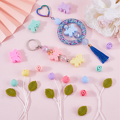 24Pcs 3 Styles Food Grade Eco-Friendly Silicone Focal Beads with Round Nylon Thread SIL-SP0001-12-1