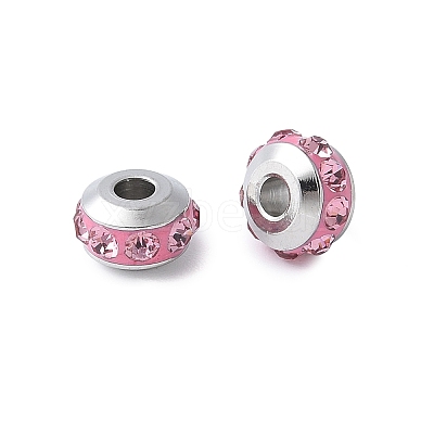 304 Stainless Steel Polymer Clay Rhinestone Beads STAS-Q038-01D-1