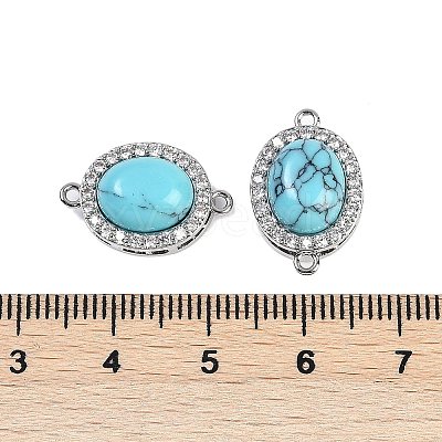 Synthetic Turquoise Oval Connector Charms KK-U043-50P-03-1