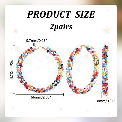 2 Pairs 304 Stainless Steel Hoop Earrings EJEW-ME0002-60-1