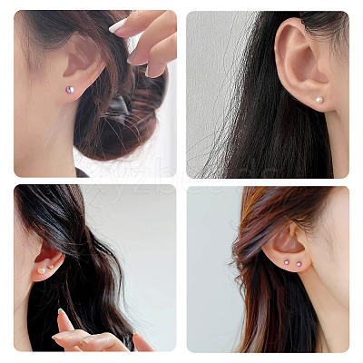 925 Sterling Silver Round Stud Earrings EJEW-TAC00028-1