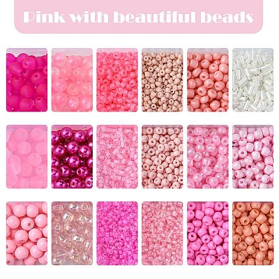 Transparent Glass Beads  with Seed Beads GLAA-FS0001-82-1