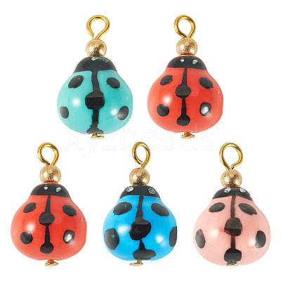 5Pcs Handmade Porcelain Pendants PALLOY-TAC0293-1