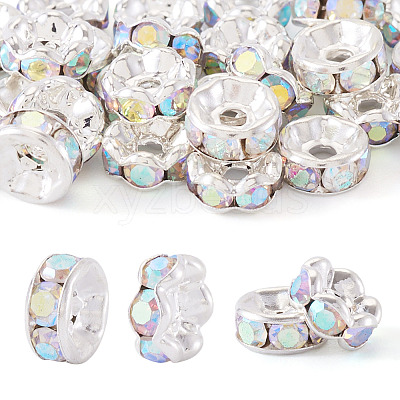 30Pcs 2 Colors Brass Rhinestone Spacer Beads RB-TA0001-29I-1