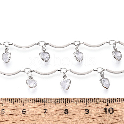 Brass Glass Scalloped Bar Chains CHC-T018-08P-1