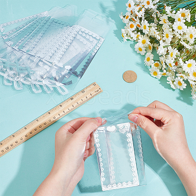 Folding Heart Print Transparent PVC Gift Packing Boxes CON-WH0085-192B-02-1