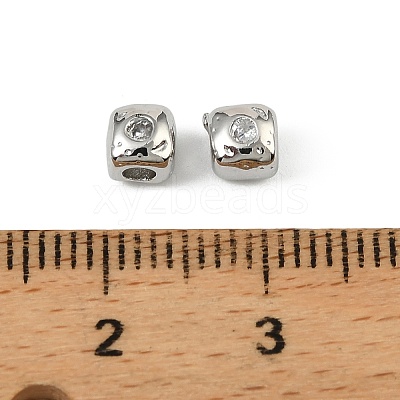 Brass Clear Cubic Zirconia Beads KK-D106-10P-1
