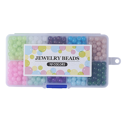 Imitation Jade Glass Beads Strands DGLA-X0007-8mm-01-1
