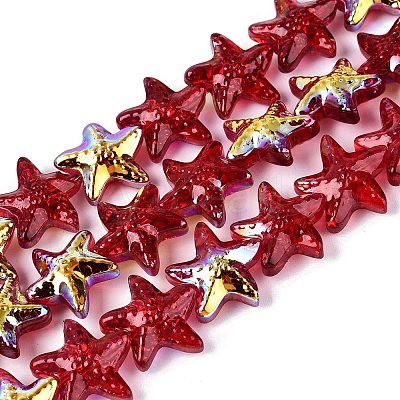 Electroplate Transparent Glass Beads Strands EGLA-Q136-01A-15-1