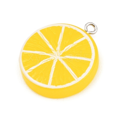Opaque Resin Imitation Fruit Pendants RE-CBA3138-01G-P-1
