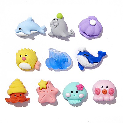 Ocean Theme Opaque Resin Decoden Cabochons OCEA-PW0001-77-1