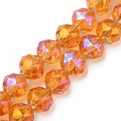 Electroplate Transparent Glass Beads Strands EGLA-N002-34B-C08-1