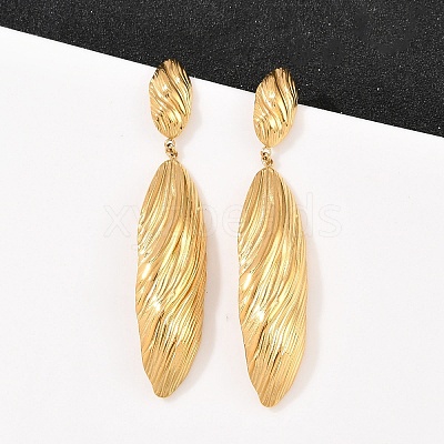 304 Stainless Steel Oval Dangle Stud Earrings EJEW-I320-04G-1
