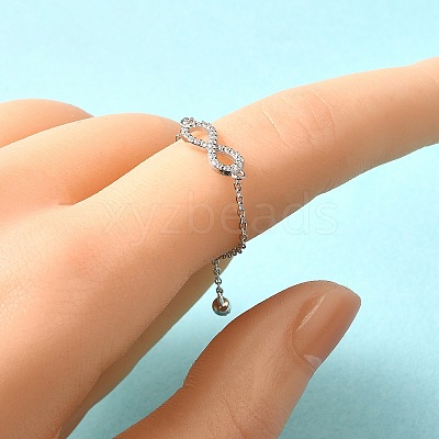 925 Sterling Silver Micro Pave Cubic Zirconia Slide Rings RJEW-R016-02P-03-1