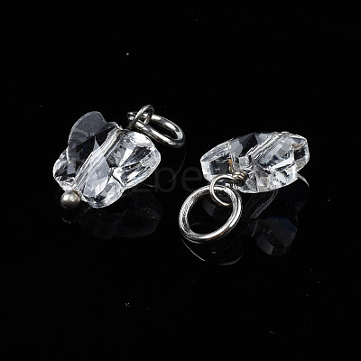 Faceted Transparent Glass Charms GLAA-T024-06M-1