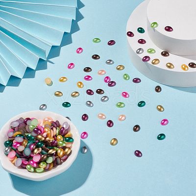 ABS Plastic Imitation Pearl Cabochons SACR-R755-8x6mm-ZM-1
