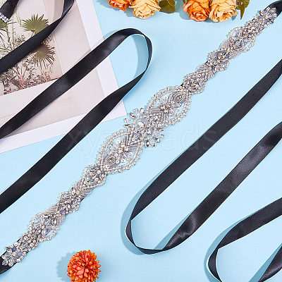 Flower Full Crystal Rhinestone Handmade Bridal Belts for Wedding Dresses AJEW-WH20006-233B-01-1