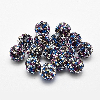 Handmade Polymer Clay Rhinestone Beads RB-L030-18D-12mm-1