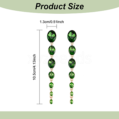 3 Pairs 3 Colors Rhinestone Graduated Beaded Oval Dangle Stud Earrings EJEW-AN0001-40-1