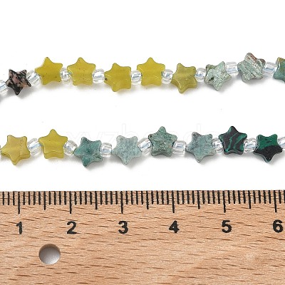 6 Styles Opalite & Synthetic Malachite & Natural Lemon Jade & HuBei Turquoise & Flower Amazonite & Rhodonite Beads Strands G-D095-A05-1