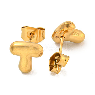 Chunk Letter 304 Stainless Steel Stud Earrings for Women LS-EJEW-G386-01T-G-1