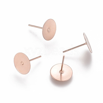 304 Stainless Steel Stud Earring Findings STAS-H436-24RG-10mm-1