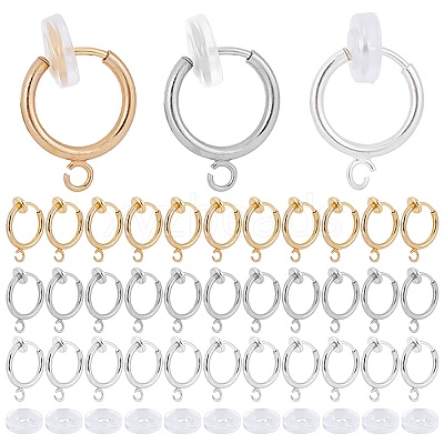 30Pcs 3 Colors Brass Clip-on Earring Findings KK-SC0003-26-1