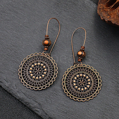 National Style Alloy Wood Dangle Earrings FS-WG6B91F-01-1