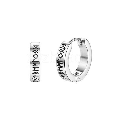 Roman Number Pattern 304 Stainless Steel Hoop Earrings FS-WGFD118-03-1