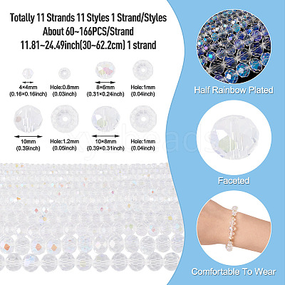 11 Strands 11 Styles Electroplate Glass Beads Strands EGLA-TA0003-02-1