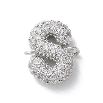 Brass Micro Pave Cubic Zirconia Letter Links KK-I717-04S-P-1