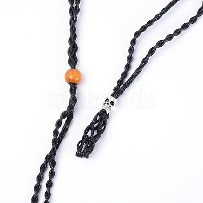 Adjustable Braided Waxed Cord Macrame Pouch Necklace Making MAK-WH0009-02A-1