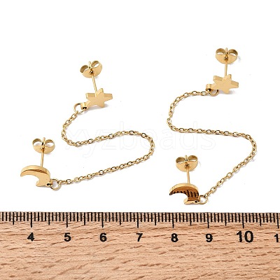 304 Stainless Steel Dangle Stud Earrings EJEW-F398-04G-1