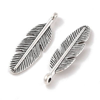 Tibetan Style Alloy Feather Pendants LS-TIBEP-1360-AS-LF-1