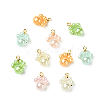 40Pcs 8 Style ABS Plastic Imitation Pearl Pendants PALLOY-CJ00177-1